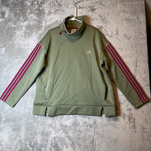 adidas Sweaters - Adidas Sz XL Intuitive‎ Warmth Sweatshirt Legacy Green, Pink Stripes Women's New